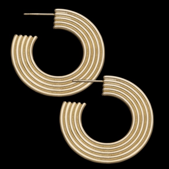 JENNIFER ZEUNER Authentic Camilla 14K-Gold-Plated Hoop Earrings NWT - Picture 6 of 8